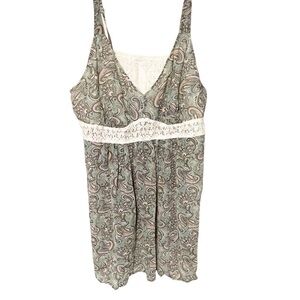 Cacique Plus Size‎ 22/24 Chemise Paisley Green White Lace Accents Pajama NEW